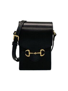 Gucci Shoulder Bag Horsebit Black Leather